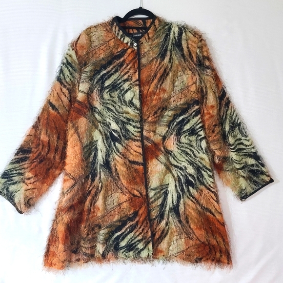 MlleGabriel Women's 20 Tiger Striped Eylash Sweater Jacket - Picture 1 of 10